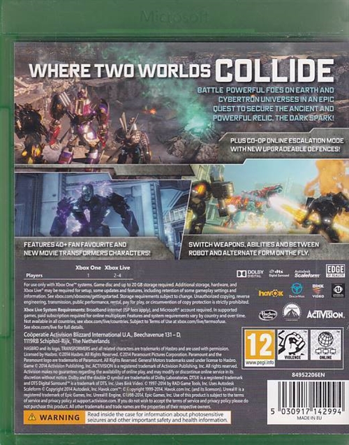 Transformers Rise of the Dark Spark - XBOX One (B Grade) (Genbrug)
